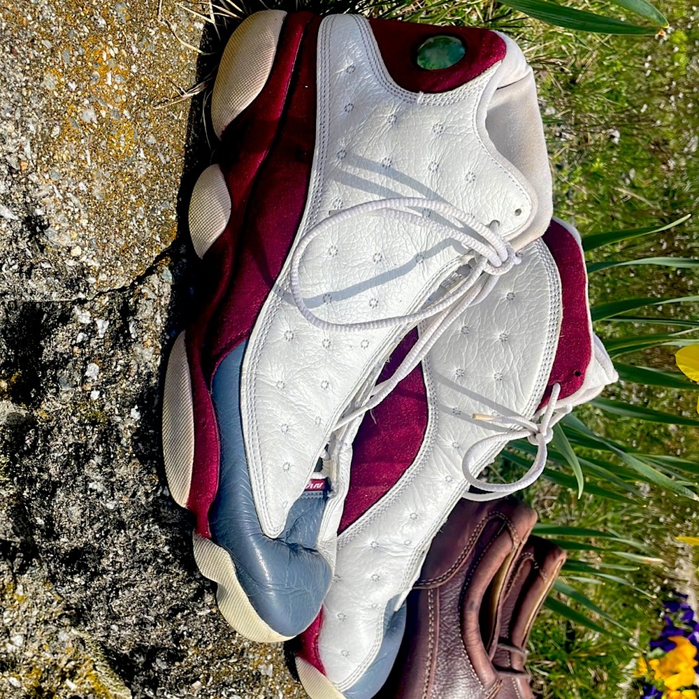 White red and gray air Jordans, real